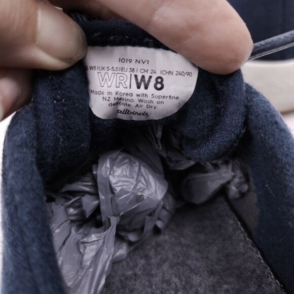 Allbirds Tree Runners Women's Size 8 Navy Blue Sneakers Fine Merino Wool - Picture 7 of 9